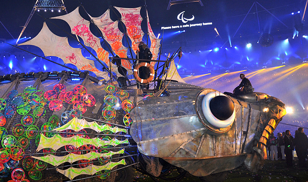 paralympic floats with work by frances plowden